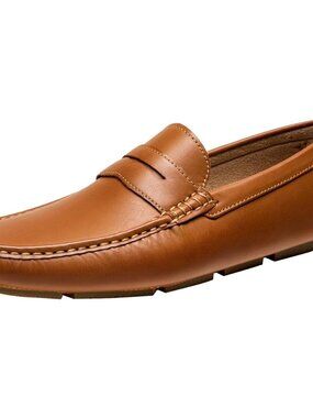 Men's Brown Classic 100% Synthetic Soft Penny Loafers Slip On Boat Loafers Shoes